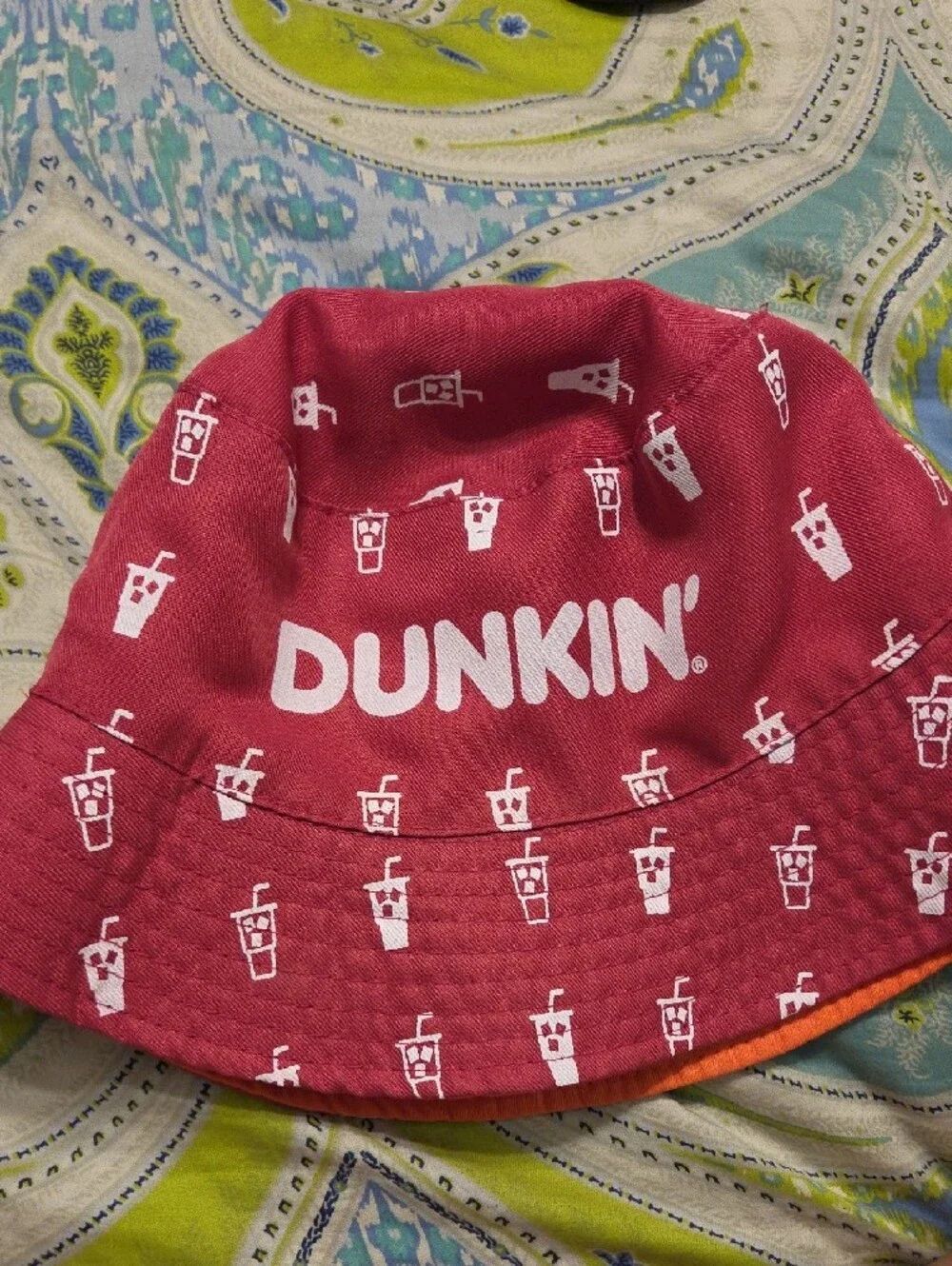 DUNKIN' Orange Logo Bucket Hat Iced Coffee